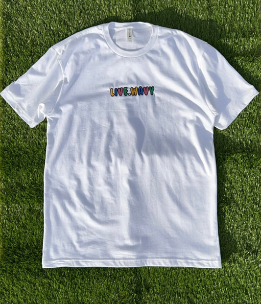 Embroidered "LIVE.WAVY" Tee